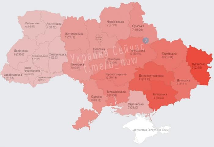 189 разів лунав сигнал тривоги в Україні 24 серпня